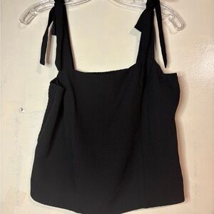 NWT old navy cropped black blouse top bow straps size M feminine flirty